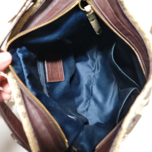 Coach Colette Signature Beige Sateen Python Leather Hobo Bag #16408 - Picture 12 of 15